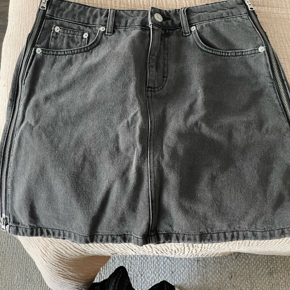 French connection black denim skirt